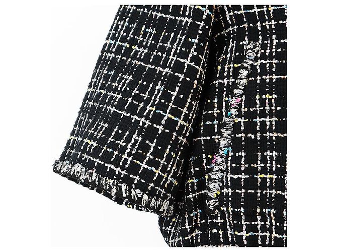 Timeless Giacca corta in misto seta e tweed CHANEL Nero Multicolore - vista 11