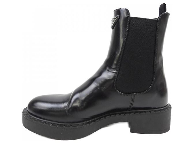 Botas de piel de becerro cepillado Prada Negro - vista 2
