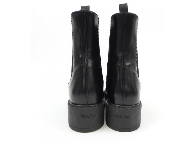 Botas de piel de becerro cepillado Prada Negro - vista 5