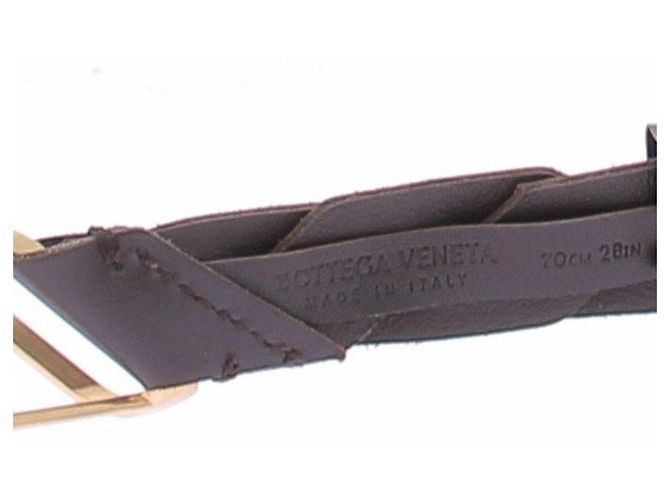 Bottega Veneta Cinturón de cuero trenzado marrón Castaño - vista 4