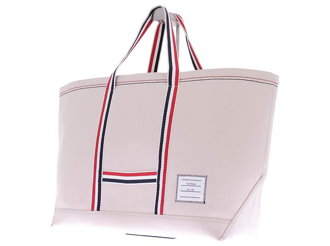 Borsa tote Thom Browne bianca in tela Bianco - vista 2