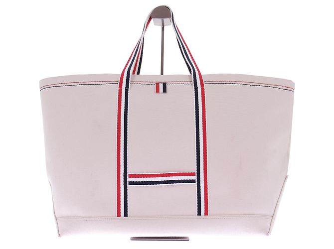 Borsa tote Thom Browne bianca in tela Bianco - vista 3