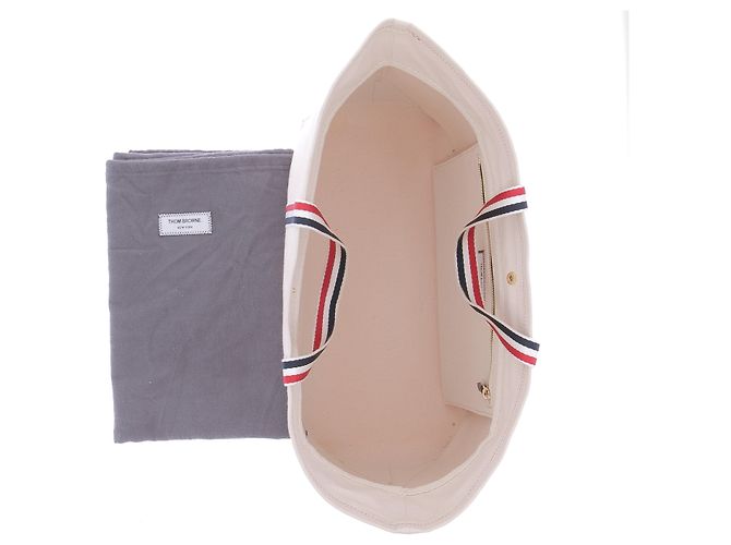 Borsa tote Thom Browne bianca in tela Bianco - vista 6