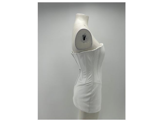 Autre Marque CEREN OCAK Trägerloses weißes Lederkleid - Ansicht 3