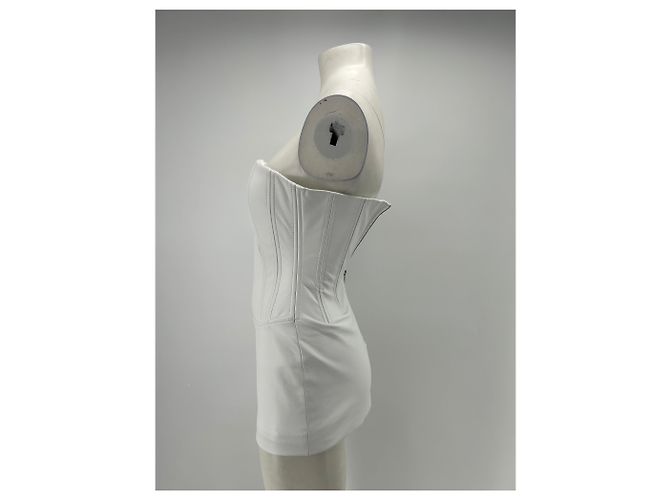 Autre Marque CEREN OCAK Trägerloses weißes Lederkleid - Ansicht 4
