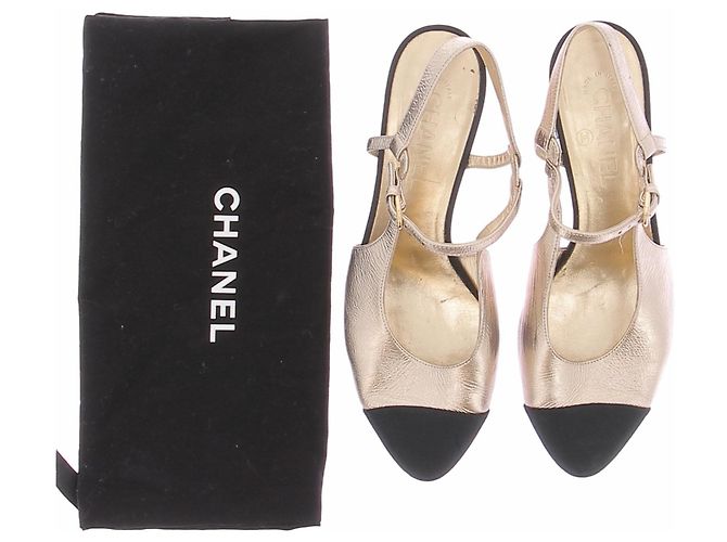 Sandali Slingback Chanel Oro Pelle 39.5 D'oro - vista 6