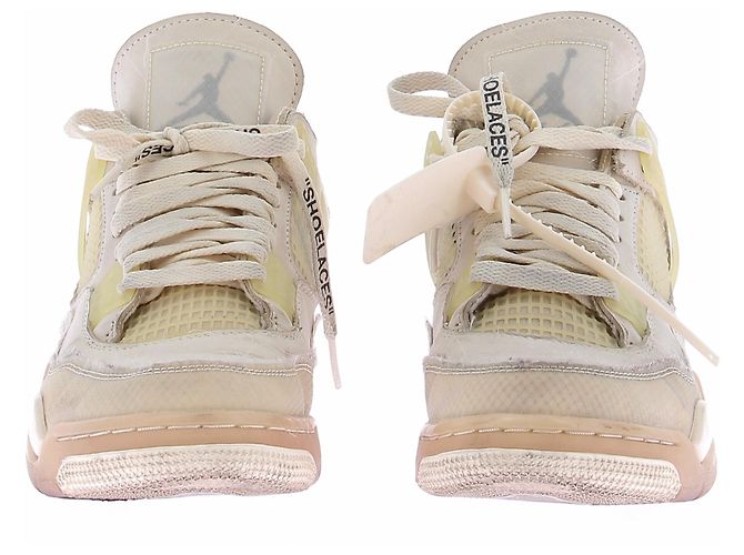 Autre Marque Nike x Off-White Air Jordan 4 Retro Pelle Bianca Bianco - vista 4
