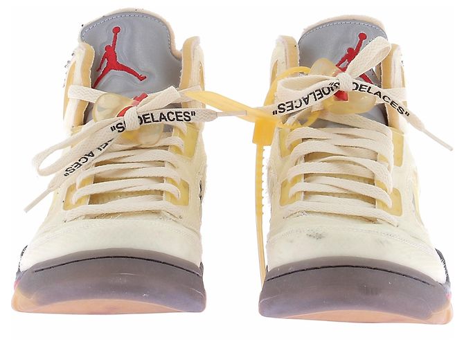 Autre Marque Nike x Off White Air Jordan 5 Sneaker Weiß Leder - Ansicht 4