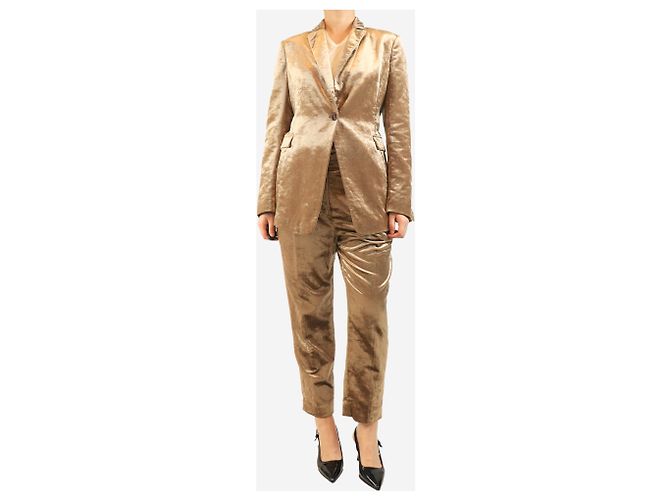 Brunello Cucinelli Conjunto de traje de terciopelo marrón - talla UK 10 Castaño - vista 3