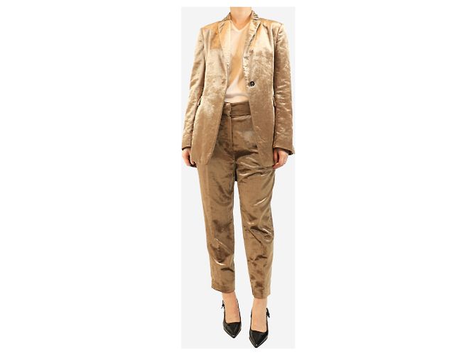 Brunello Cucinelli Conjunto de traje de terciopelo marrón - talla UK 10 Castaño - vista 4