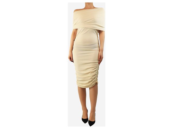 Khaite Cream Aerica Off-Shoulder Drapiertes Minikleid - Größe L Roh - Ansicht 3
