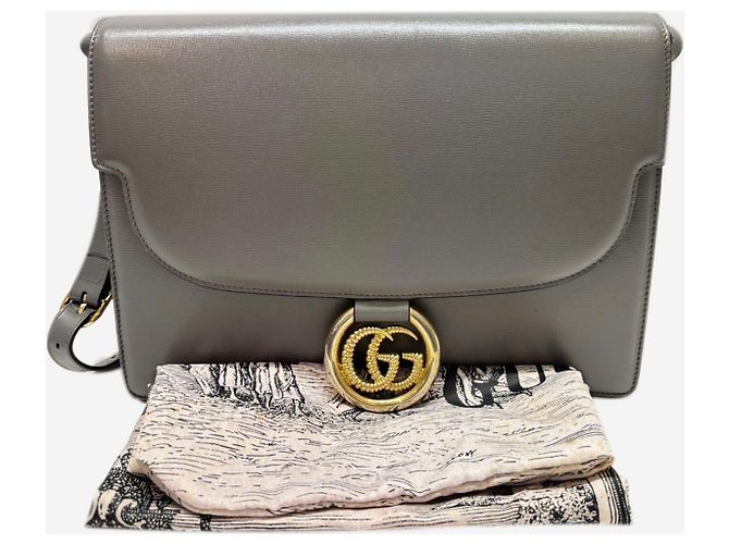 Gucci Borsa anello GG torchon in pelle grigia Grigio - vista 7