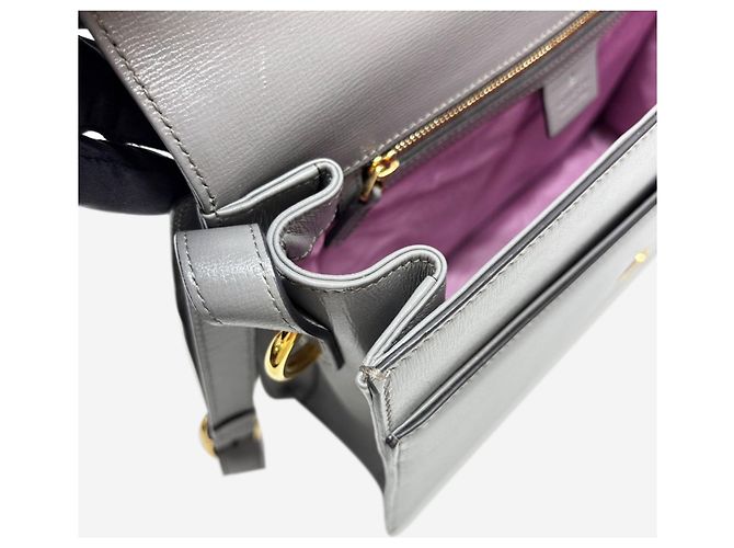 Gucci Borsa anello GG torchon in pelle grigia Grigio - vista 8