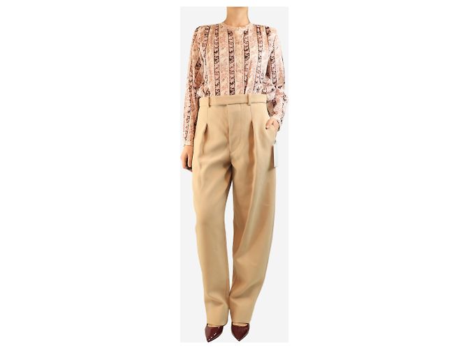 Autre Marque Plissierte Wollhose beige - Größe S - Ansicht 2
