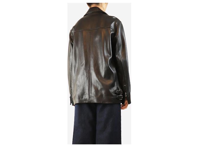 Autre Marque Schwarze Lederjacke mit Reißverschluss - Größe UK 10 - Ansicht 2