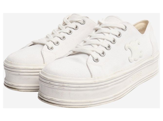 Céline Weiße Low-Top Canvas-Sneaker Jane - Größe EU 35 - Ansicht 2