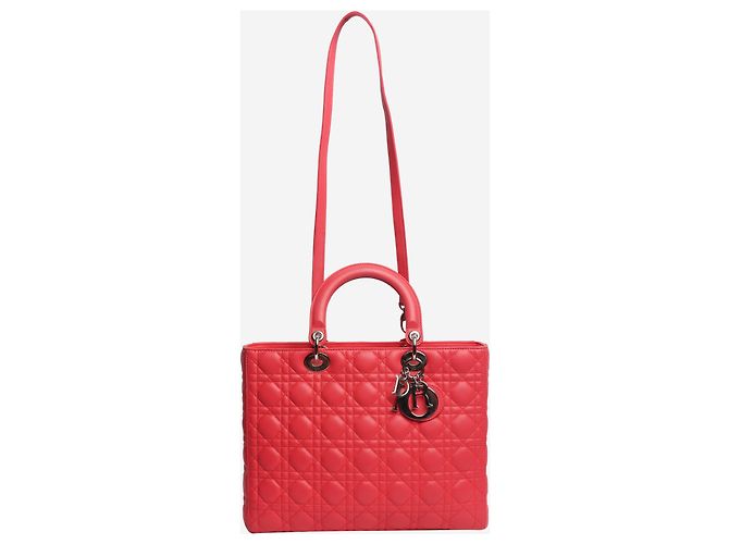 Borsa Lady Dior in agnello cannage rosa - vista 2