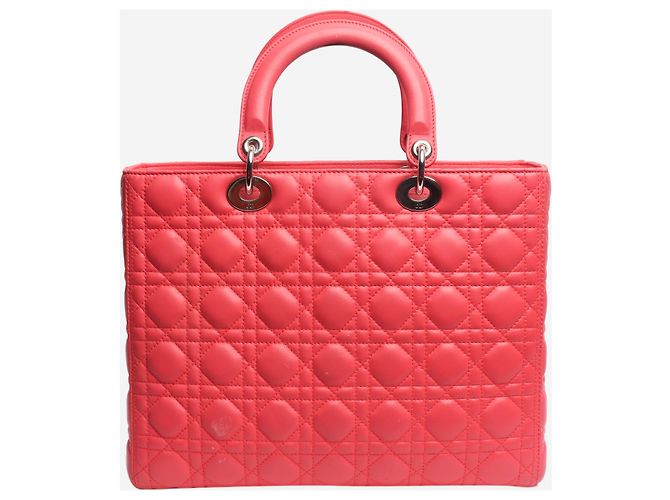 Borsa Lady Dior in agnello cannage rosa - vista 4
