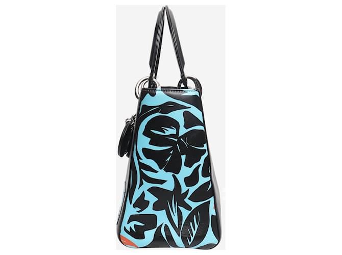Borsa Lady Dior 2015 floreale nera e blu Nero - vista 4