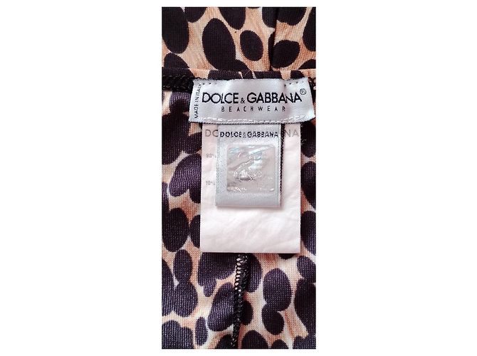 Vestido Mini Dolce & Gabbana Estampado de Leopardo Castaño Negro Blanco - vista 2