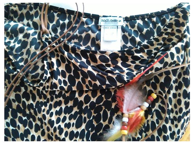 Vestido Mini Dolce & Gabbana Estampado de Leopardo Castaño Negro Blanco - vista 3