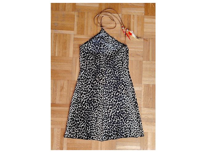 Vestido Mini Dolce & Gabbana Estampado de Leopardo Castaño Negro Blanco - vista 4