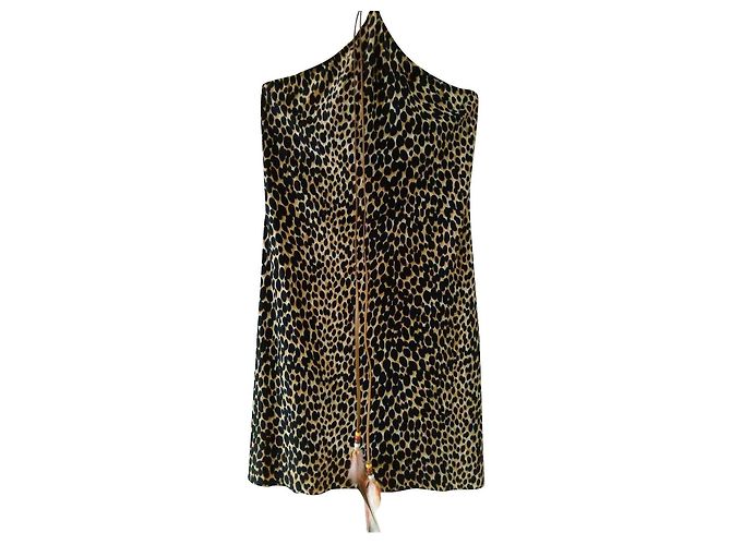 Vestido Mini Dolce & Gabbana Estampado de Leopardo Castaño Negro Blanco - vista 5