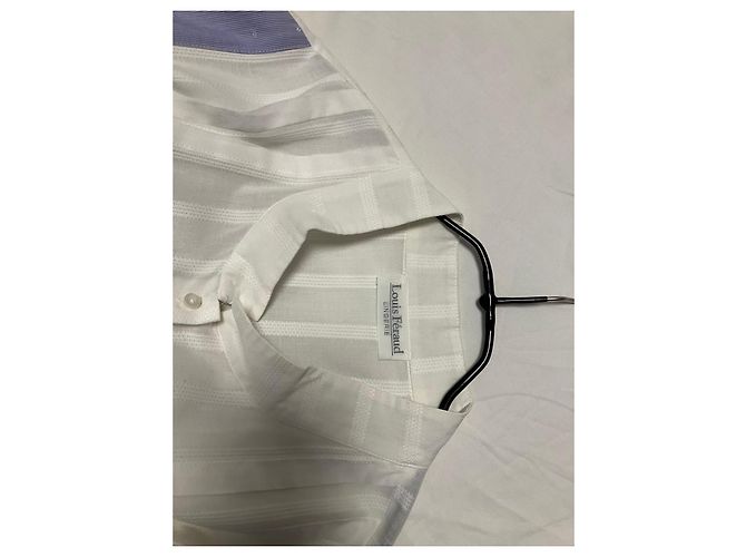 Louis Féraud Camicia Lunga in Cotone Bianco a Righe Blu - vista 4