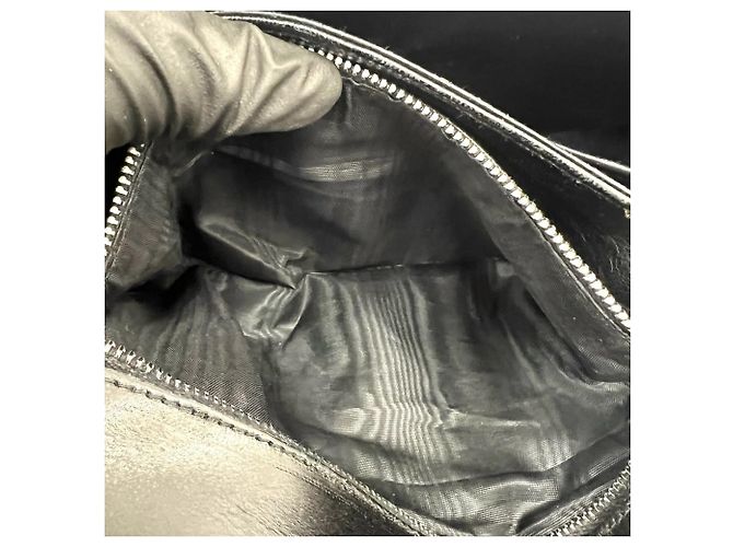 Céline Celine Vintage Logo Carriage Hardware Leder Schultertasche Schwarz - Ansicht 10