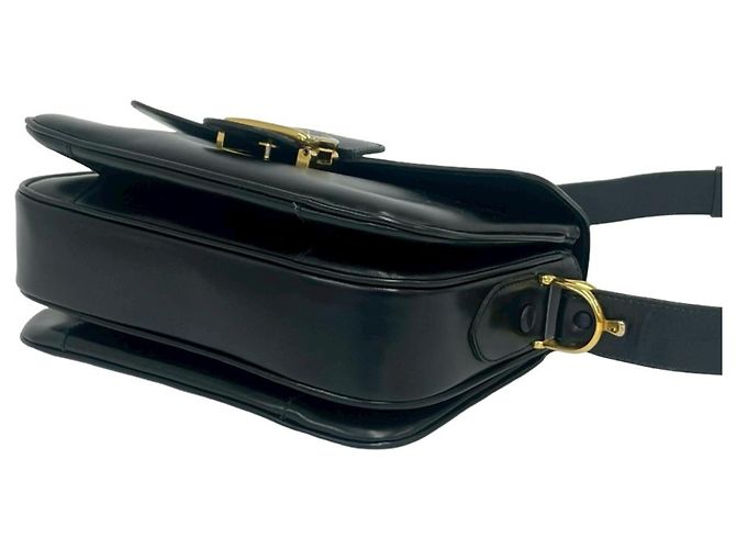 Céline Celine Vintage Logo Carriage Hardware Leder Schultertasche Schwarz - Ansicht 8