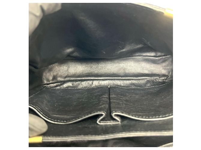 Céline Celine Vintage Logo Carriage Hardware Leder Schultertasche Schwarz - Ansicht 9