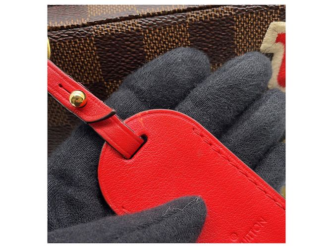 Borsa Louis Vuitton Damier Ebene Marrone Rosso - vista 13