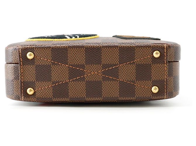 Borsa Louis Vuitton Damier Ebene Marrone Rosso - vista 3