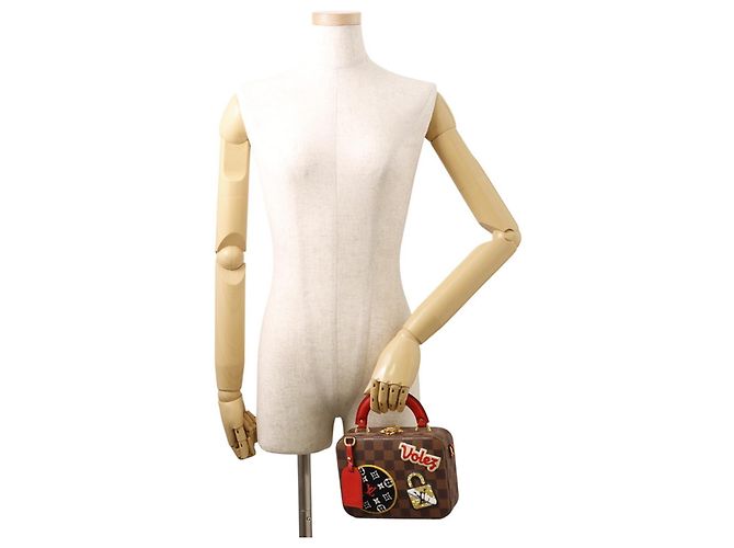 Borsa Louis Vuitton Damier Ebene Marrone Rosso - vista 4