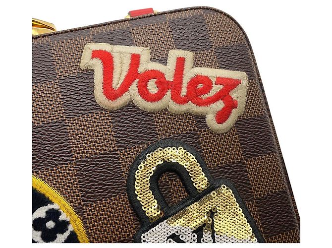 Borsa Louis Vuitton Damier Ebene Marrone Rosso - vista 8