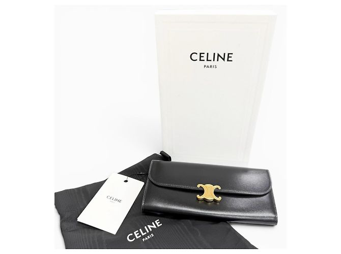 Céline Portafoglio lungo Celine in pelle di vitello nera Nero - vista 2