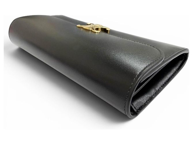 Céline Portafoglio lungo Celine in pelle di vitello nera Nero - vista 4