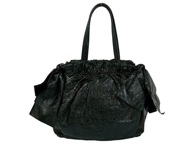 Mini borsa tote in vernice nera Prada Nero - vista 3
