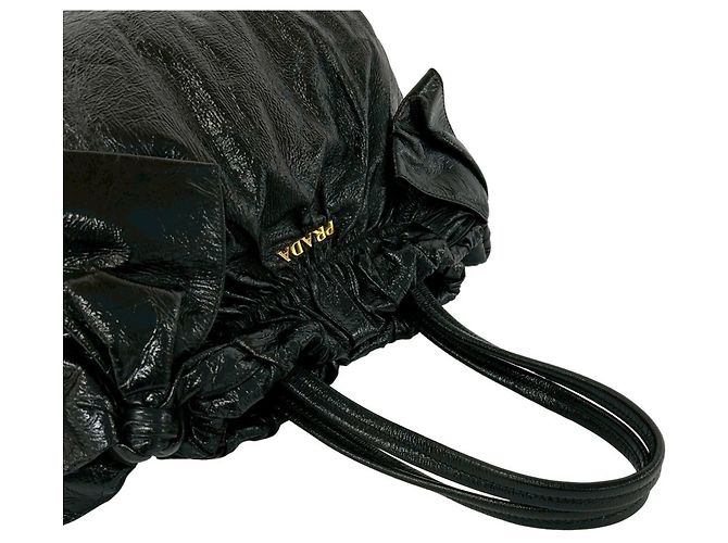 Mini borsa tote in vernice nera Prada Nero - vista 4