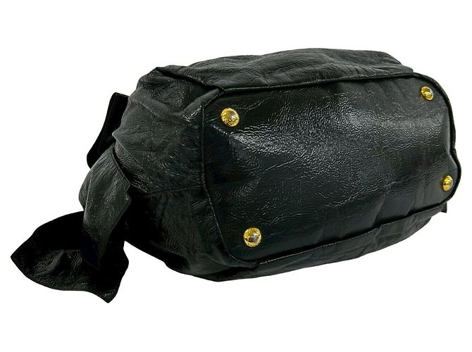 Mini borsa tote in vernice nera Prada Nero - vista 7