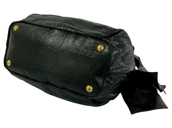 Mini borsa tote in vernice nera Prada Nero - vista 8