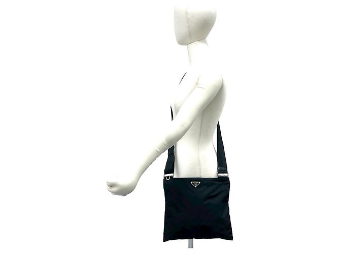 Mini borsa a tracolla in nylon Tessuto con logo Triangle Prada Nero - vista 2