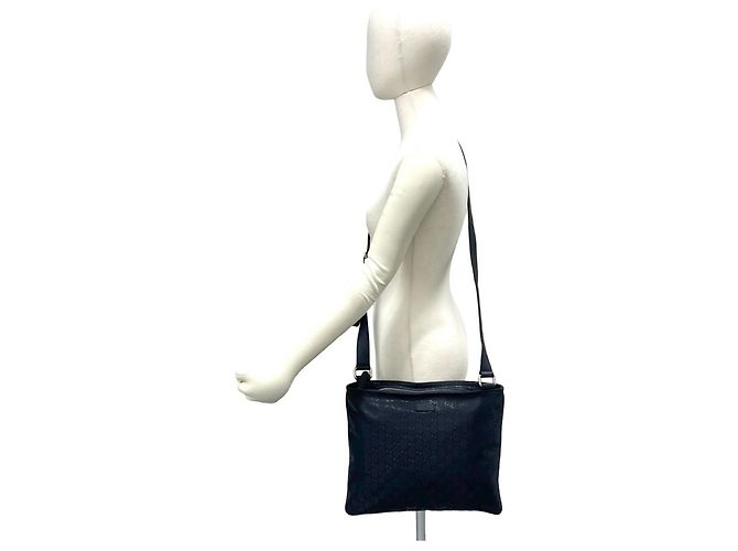 Gucci GG Imprime Logo Pattern Leather Shoulder Bag Navy blue - view 2