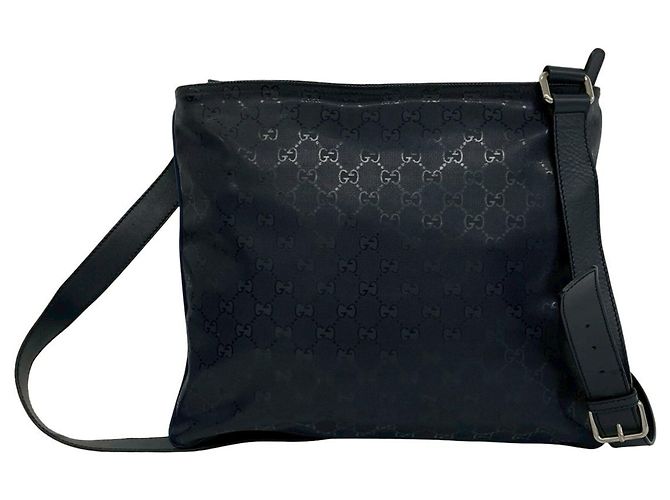 Gucci GG Imprime Logo Pattern Leather Shoulder Bag Navy blue - view 3