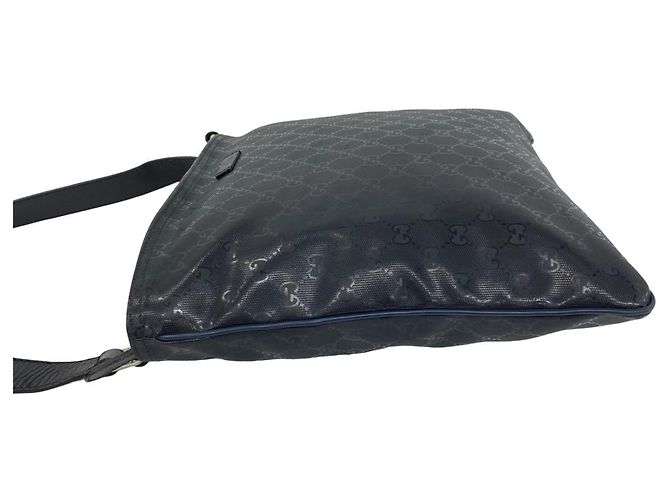 Gucci GG Imprime Logo Pattern Leather Shoulder Bag Navy blue - view 5