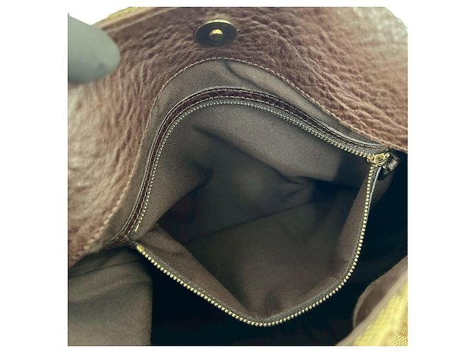 Borsa a tracolla in tela e pelle Gucci Marrone Beige - vista 10