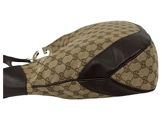 Borsa a tracolla in tela e pelle Gucci Marrone Beige - vista 5
