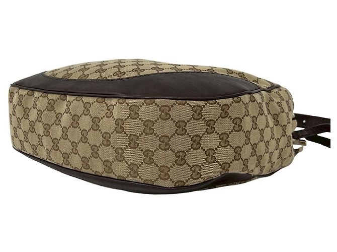 Borsa a tracolla in tela e pelle Gucci Marrone Beige - vista 8