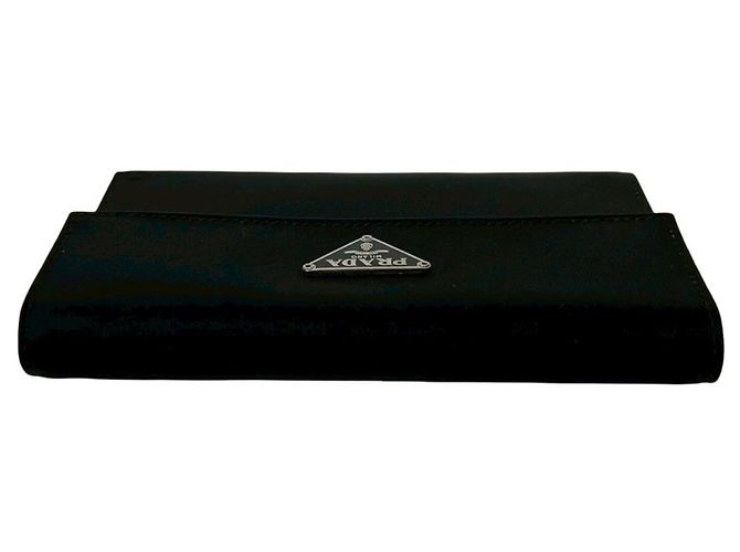 Portafoglio trilobato in nylon Tessuto con logo triangolo Prada e finiture in pelle Nero - vista 3