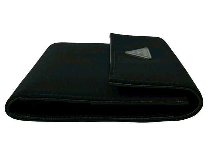 Portafoglio trilobato in nylon Tessuto con logo triangolo Prada e finiture in pelle Nero - vista 5